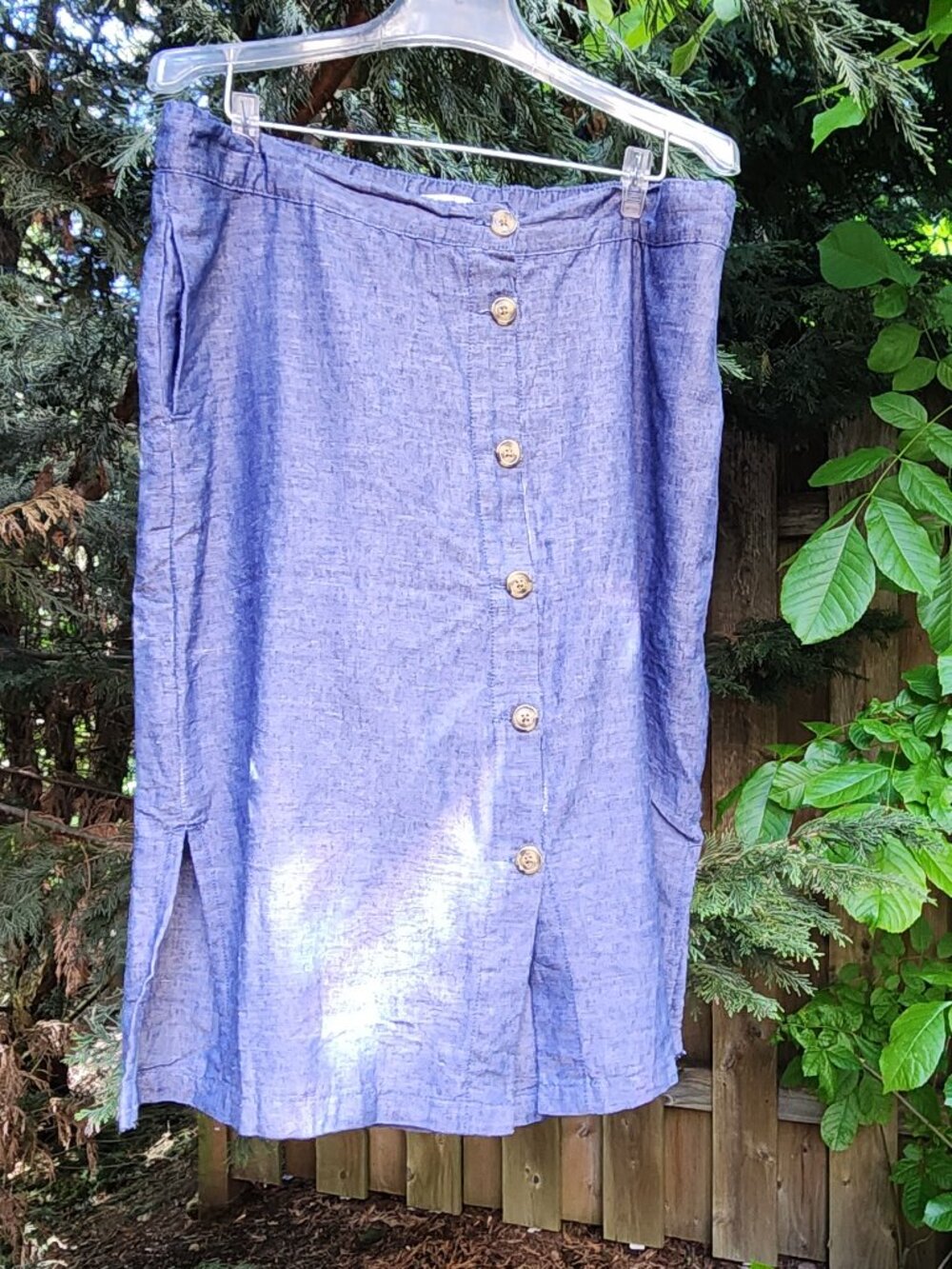 Women's Dash Large - Med. blue Midi Linen Cotton skirt